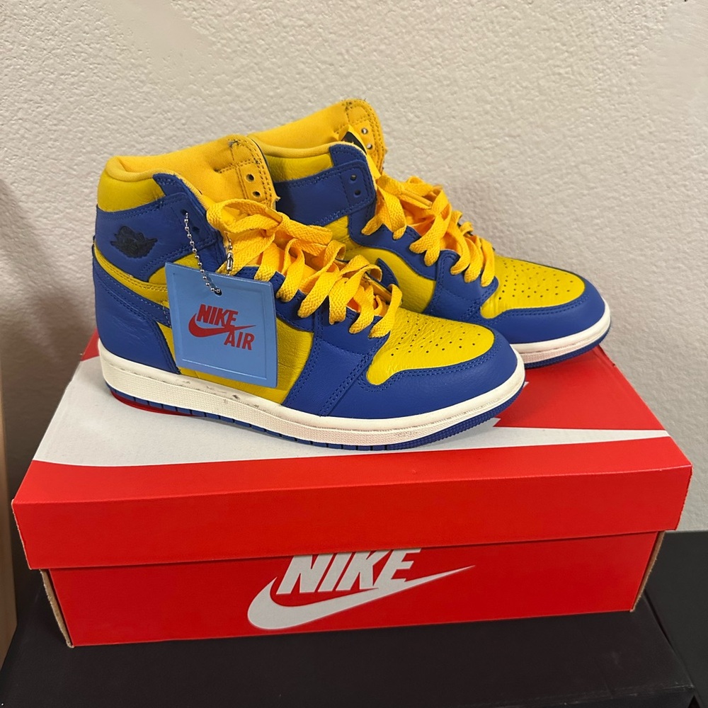 Jordan 1s High-Top Nike Sneakers in Blue and Yellow